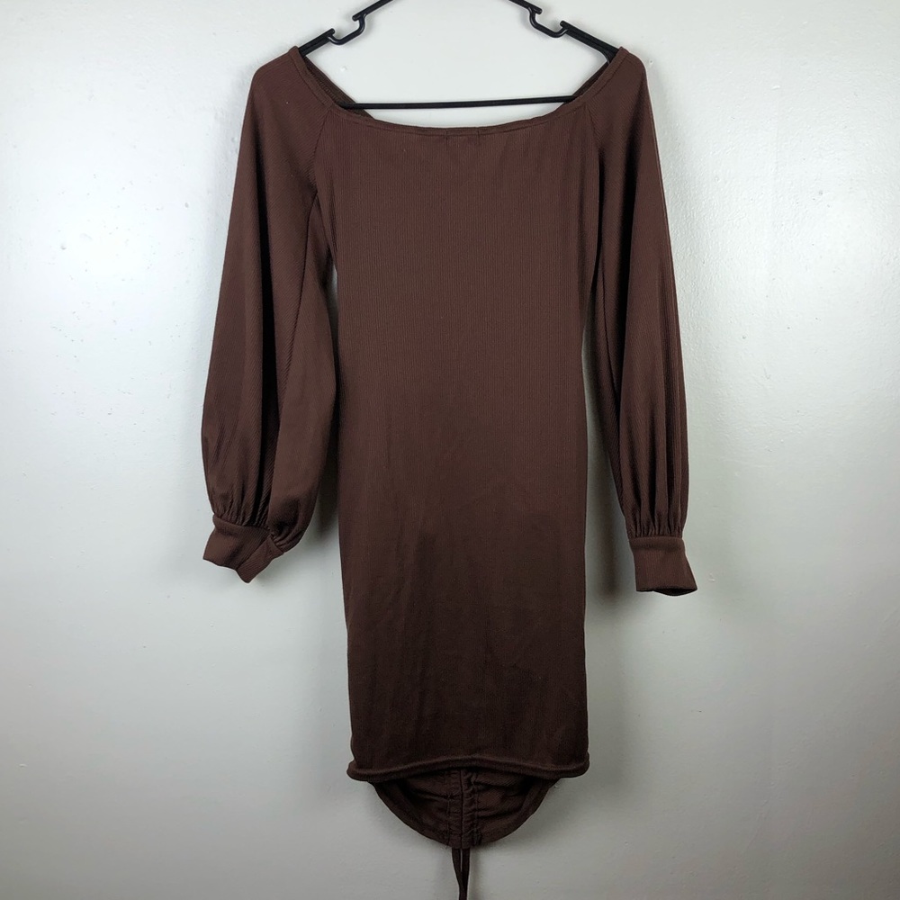 Pretty Little Thing Brown Bodycon Ruched Dress - Picture 5 of 6